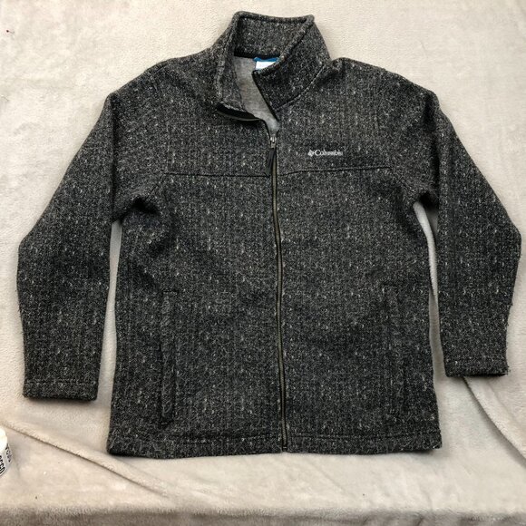 Columbia Men's Chillin Fleece Jacket Large Full-Zip Heathered Gray Mock Outdoors - Picture 9 of 10